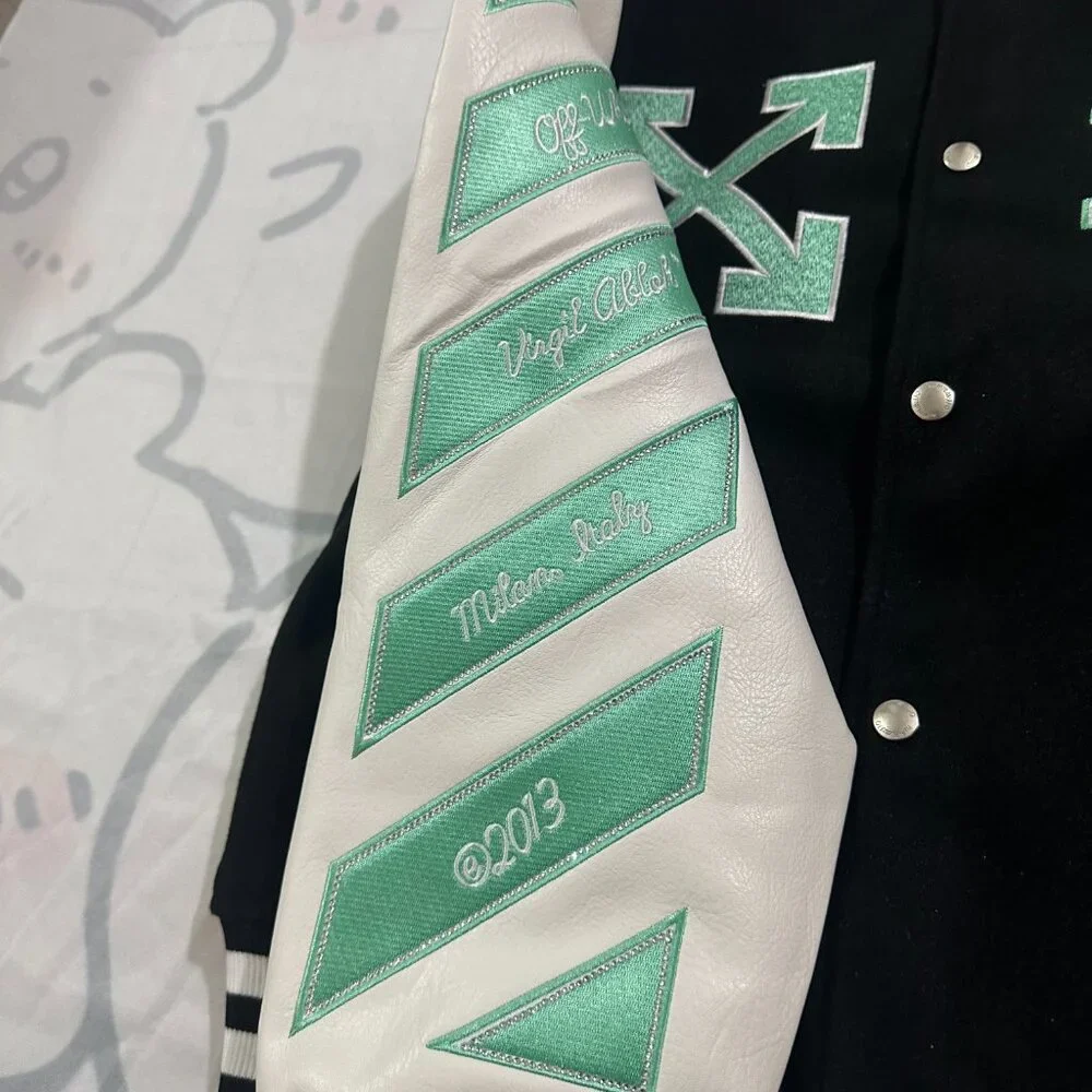 Off-White Multicolor Unisex Baseball Cardigan Jacket - Picture 4 of 6